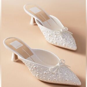 Dolce Vita White Pearl Embellished Heels